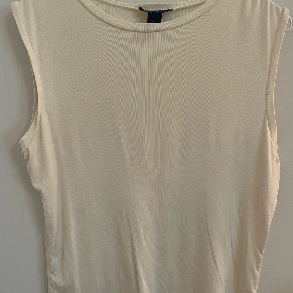 Ann Taylor Cream Fitted Sleeveless Muscle Tee